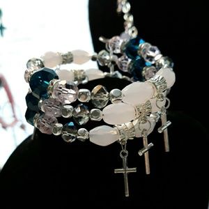 Handmade three strand memory wire bracelet